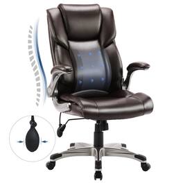 ThinkLink Electronic - Premium High Executive Office Computer Desk Chair Adjustable Swivel With Swivel Heavy Armrest - Brown