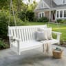 Fortune Candy - HDPE 5 ft Porch Swing Bench with Cupholders, High Backrest and Deep Contoured Seat for Outdoor Patio Garden (3-Seater) - White