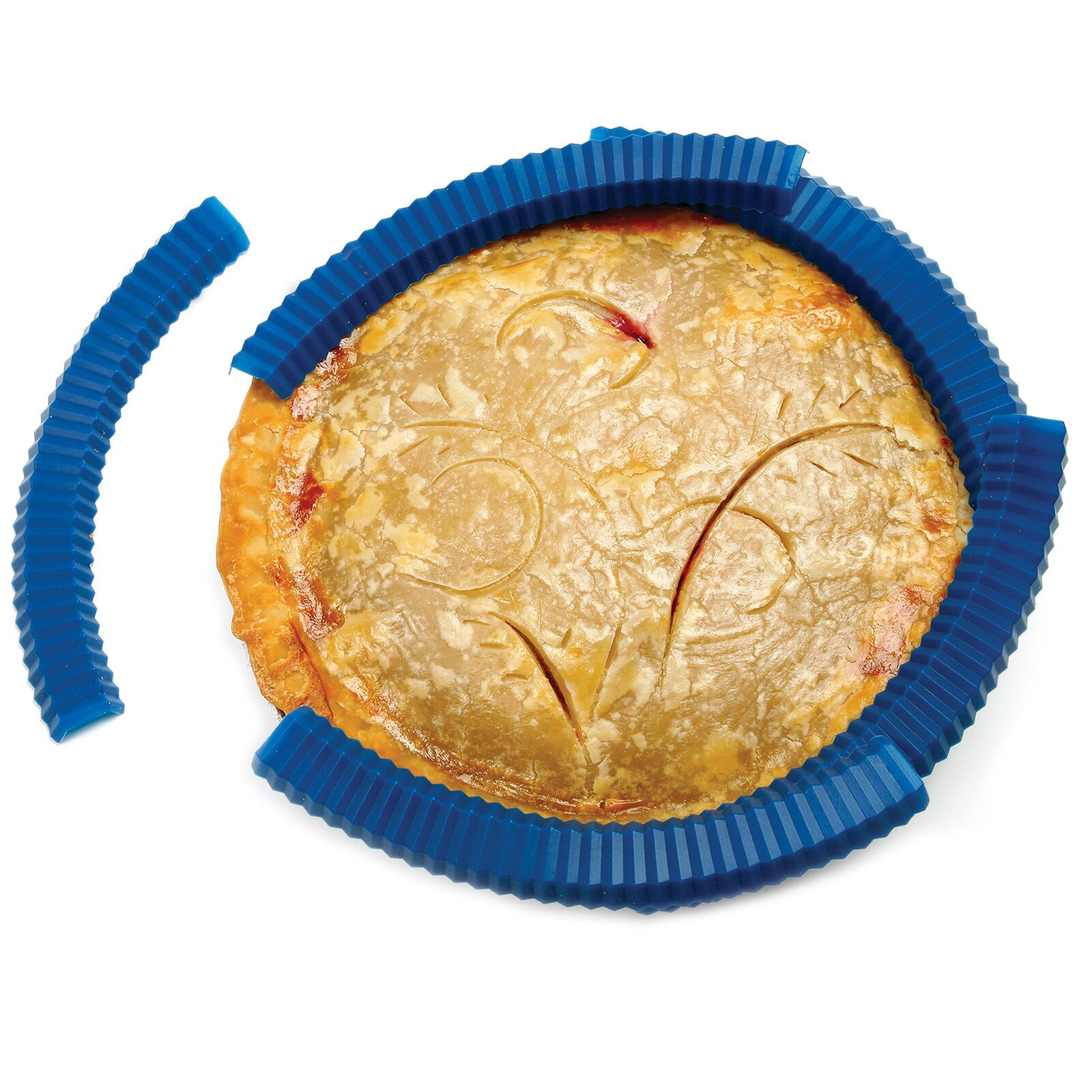 Alt View 2. Norpro - Silicone Pie Crust Shields – 5-Piece Adjustable Set, Blue - Blue.