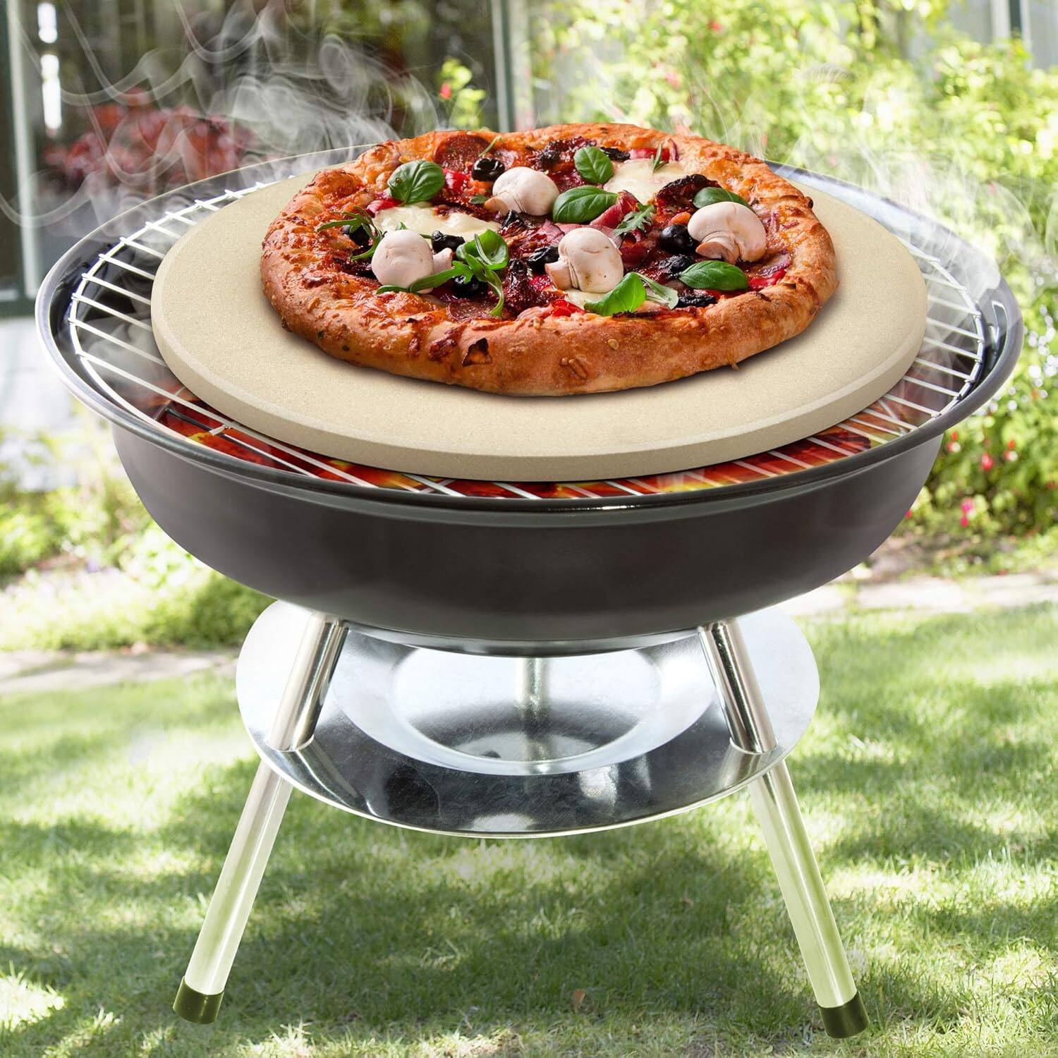 Alt View 2. Cook N Home - Cook N Home 02662 True Cordierite Pizza Grilling Baking Stone 16 inch Round x 5/8-inch thickness - YELLOW.