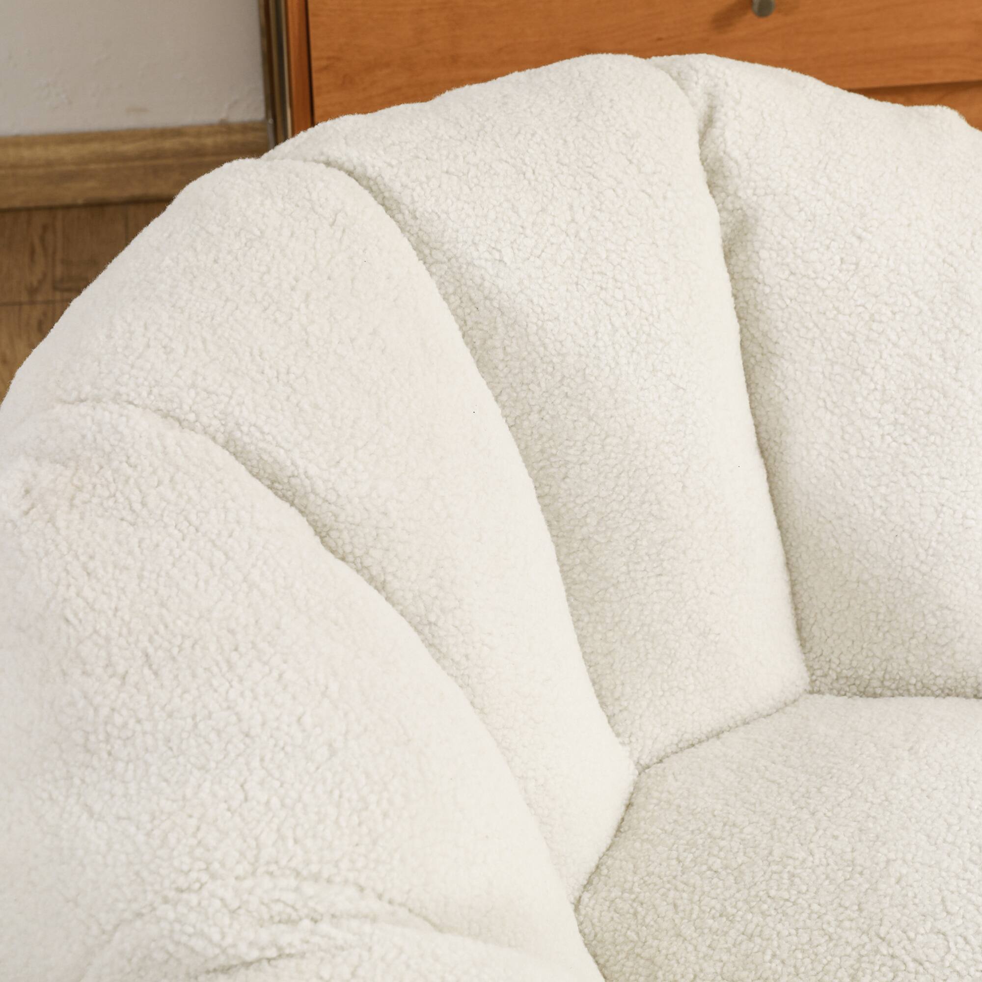Alt View 2. GOODSILO - Plush Faux Fur Bean Bag Chair with Armrests and Ergonomic Backrest for Ultimate Relaxation in Living Spaces - White.