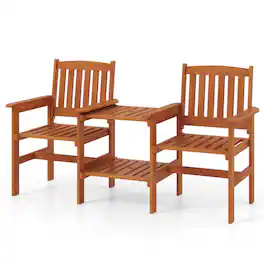 Boyel Living - 2Seater Outdoor Patio Furniture Set with 157 Inch Umbrella Hole 63-in L x 35-in W x 25-in H - Brown
