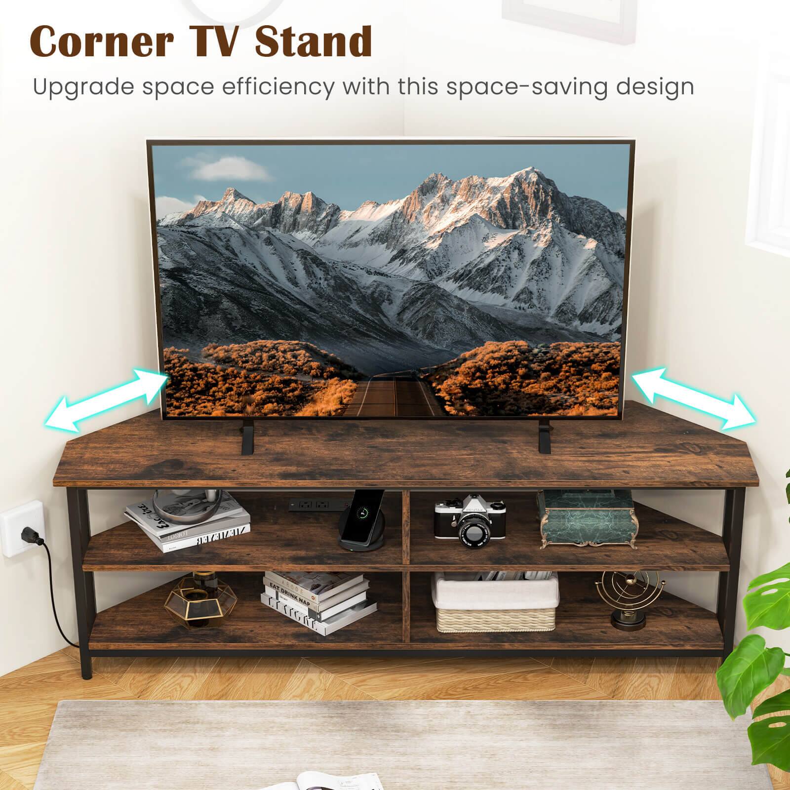 Corner TV Stand Upgrade space efficiency with this space-saving design.