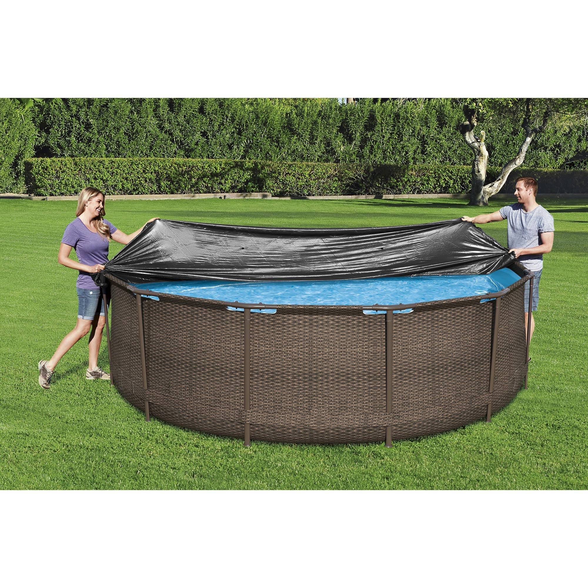 Alt View 10. Bestway - Bestway Flowclear 12 Foot Round Pool Cover w/ Drain Holes for Above Ground Pools.