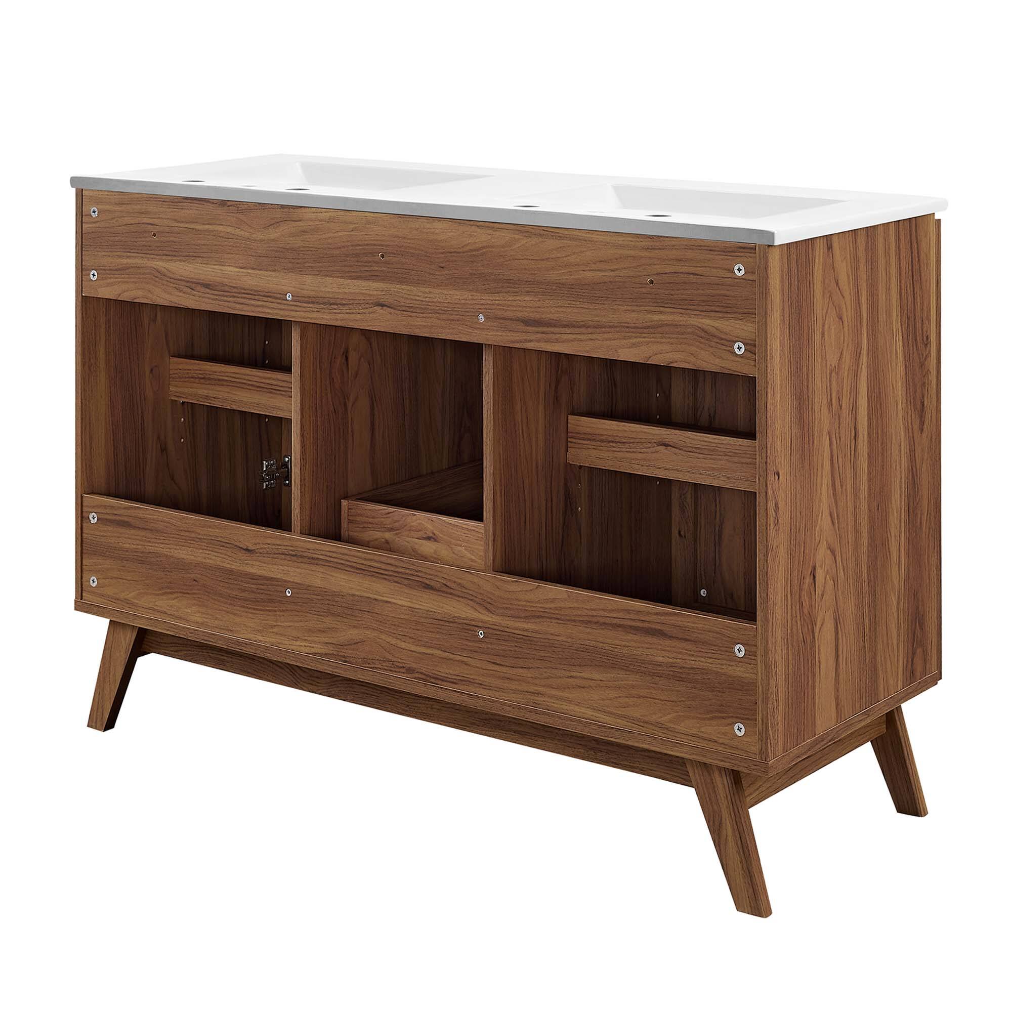 Alt View 6. Modway - Soma Bathroom Vanity with White Basin Included by Modway - Walnut White.