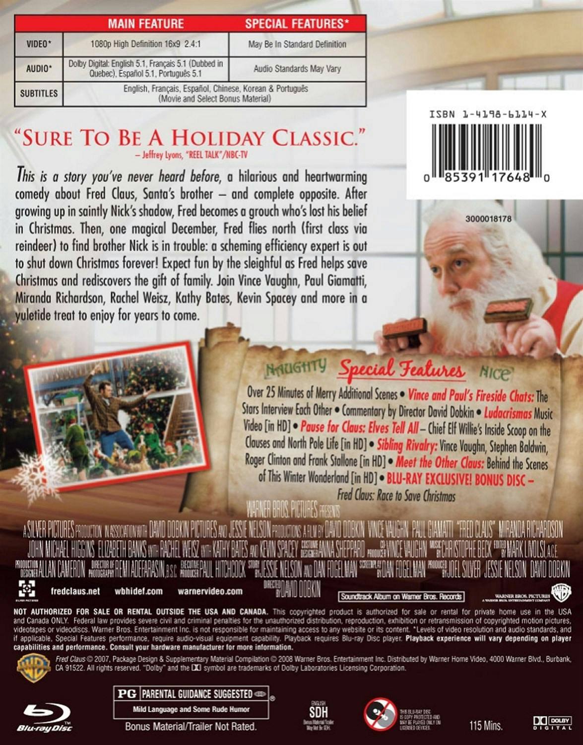 Back. Fred Claus [Blu-ray].