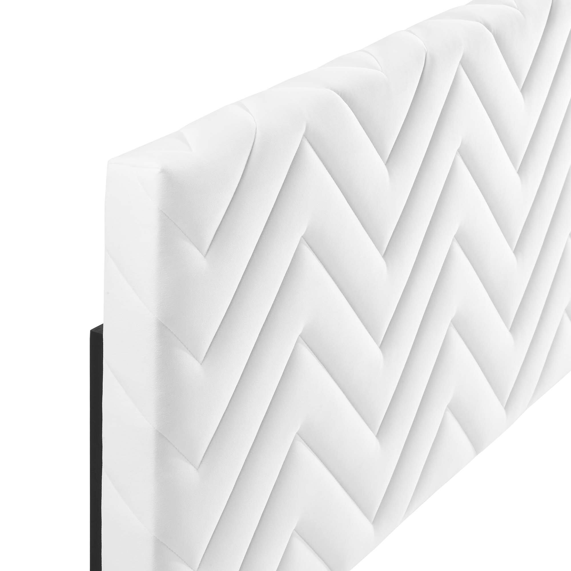 Alt View 1. Modway - Mercy Chevron Tufted Performance Velvet Twin Headboard by Modway - White.