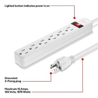 Lighted button indicates power is on  
Gounded 3-Prong plug  
Maximum 15 Amps, 125 Volts, 1875 Watts