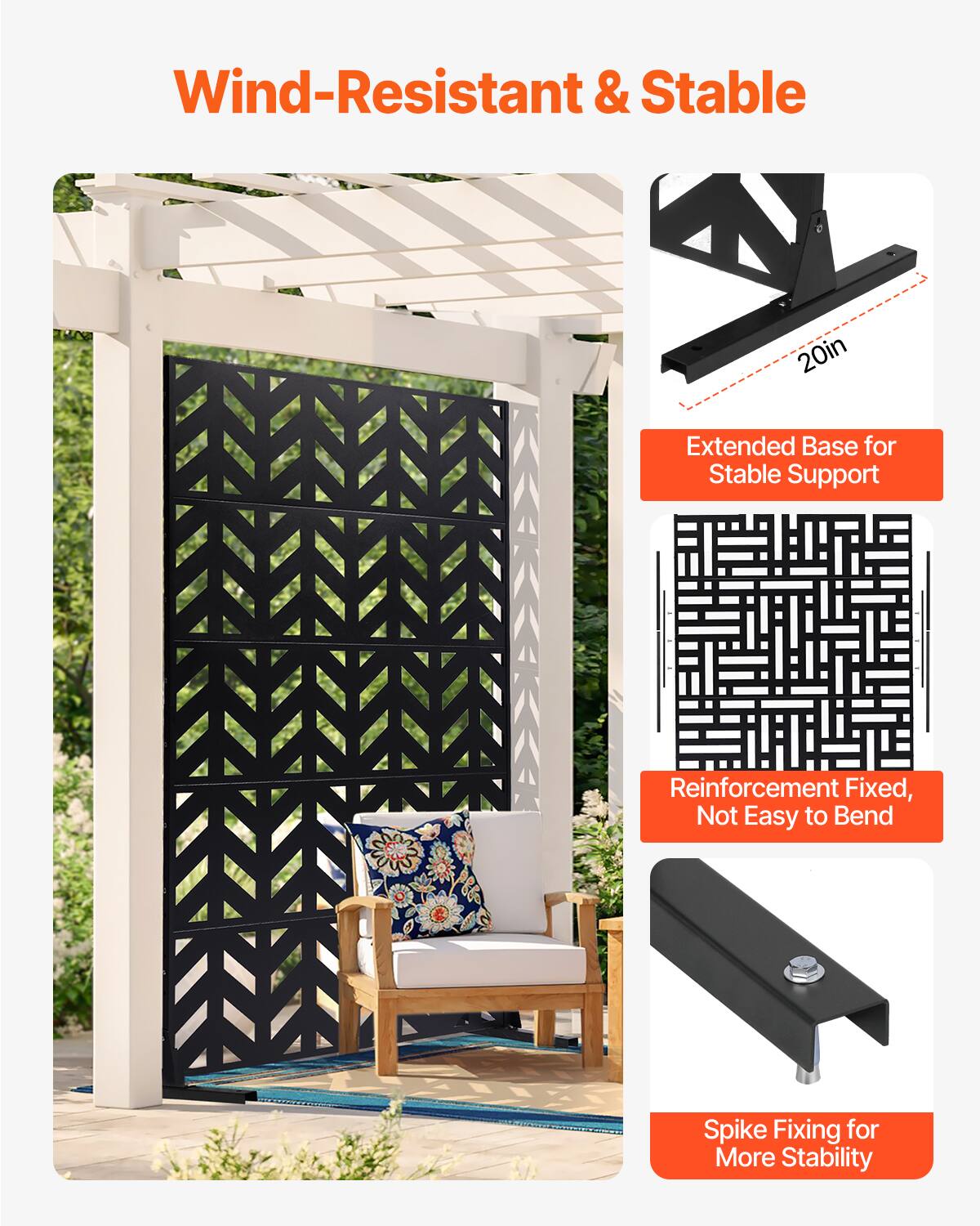 Wind-Resistant & Stable

Extended Base for Stable Support

Reinforcement Fixed, Not Easy to Bend

Spike Fixing for More Stability