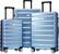 Front. MOOSOO - Luggage Set 3 Piece, Hard Shell PC+ABS Lightweight Suitcase Set with Spinner Wheels, for Travel Women Men - Blue.