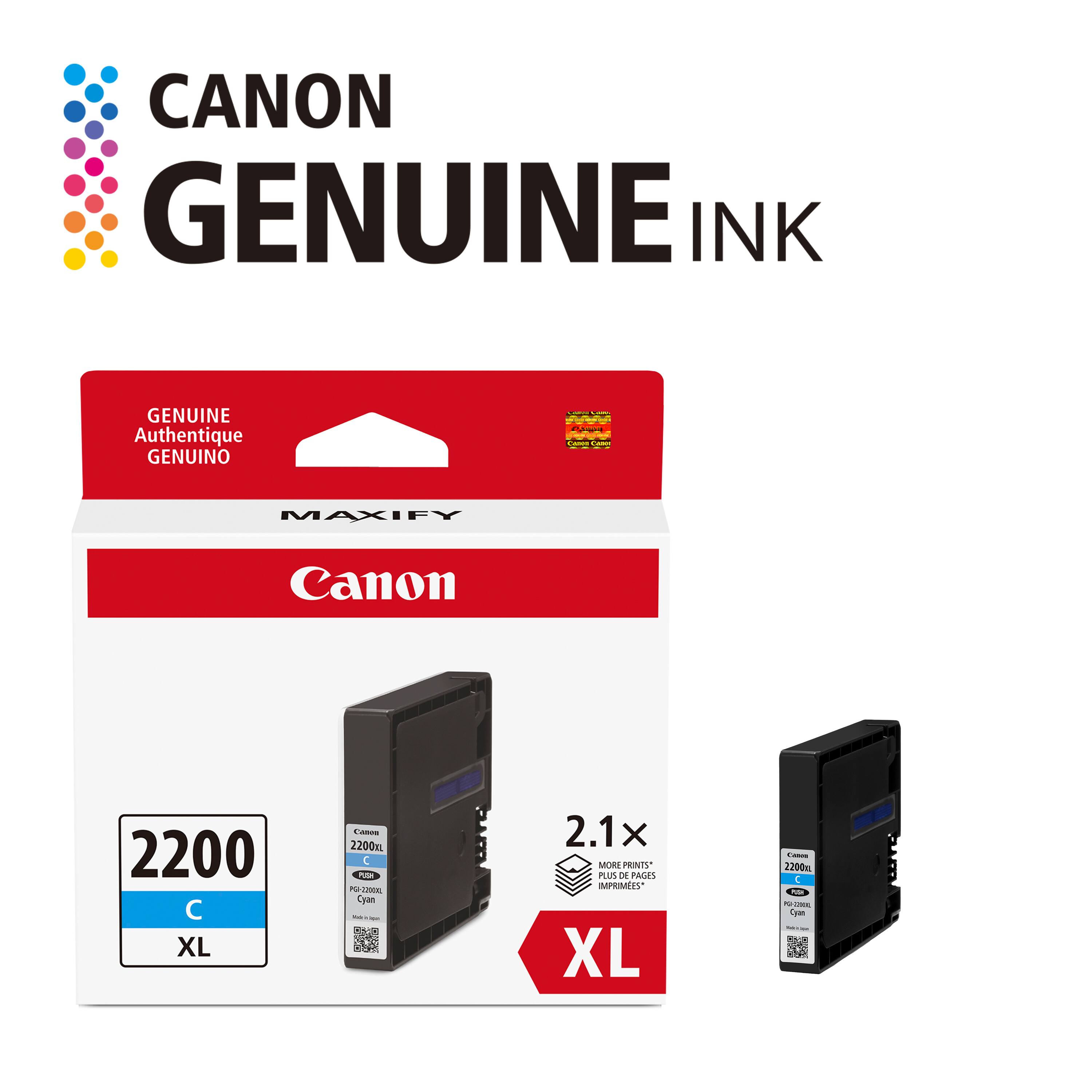 CANON GENUINE INK GENUINE Authentique GENUINO MAXIFY Canon 2200 C XL - 2200KL C -  Cyane - - 2.1x M PRINTS- PLS S PAGAS IMPRMEES XL - 2200m