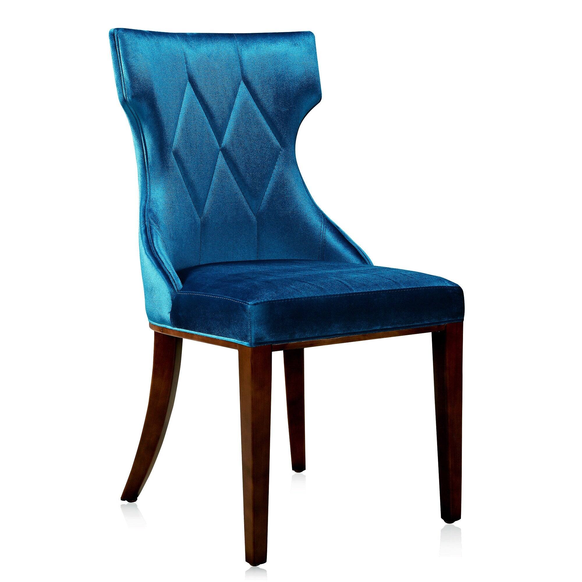 Alt View 1. Manhattan Comfort - Reine Traditional Wood Upholstered Dining Chair - Set of 2 - Cobalt Blue.