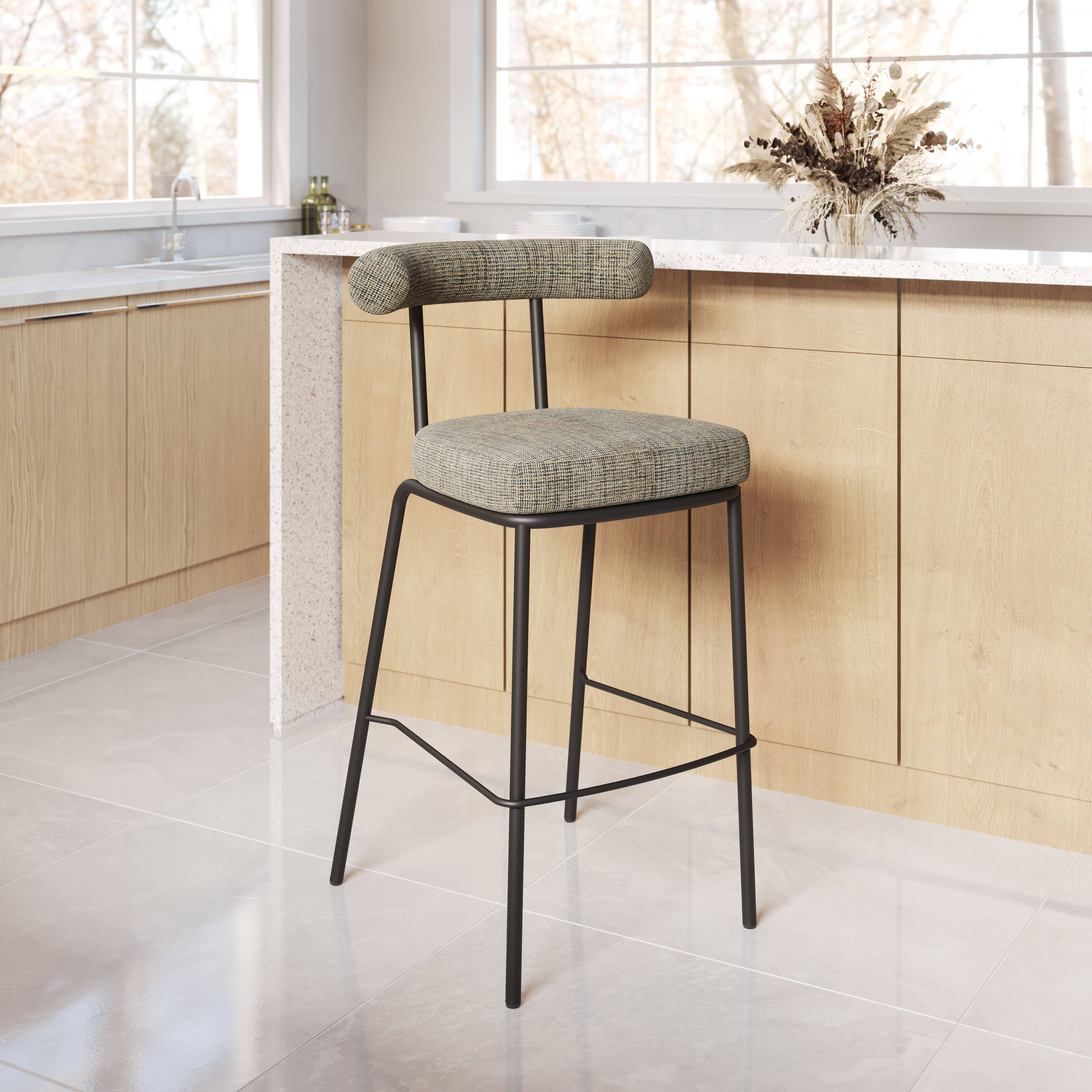 Angle. Hivvago - Kede Barstool Green Tweed - Green Tweed.