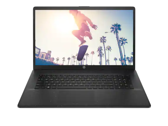 Front. HP - HP Essential Laptop Computer 17.3" HD+ Intel Core i7 8 GB memory; 512 GB SSD - Jet black.