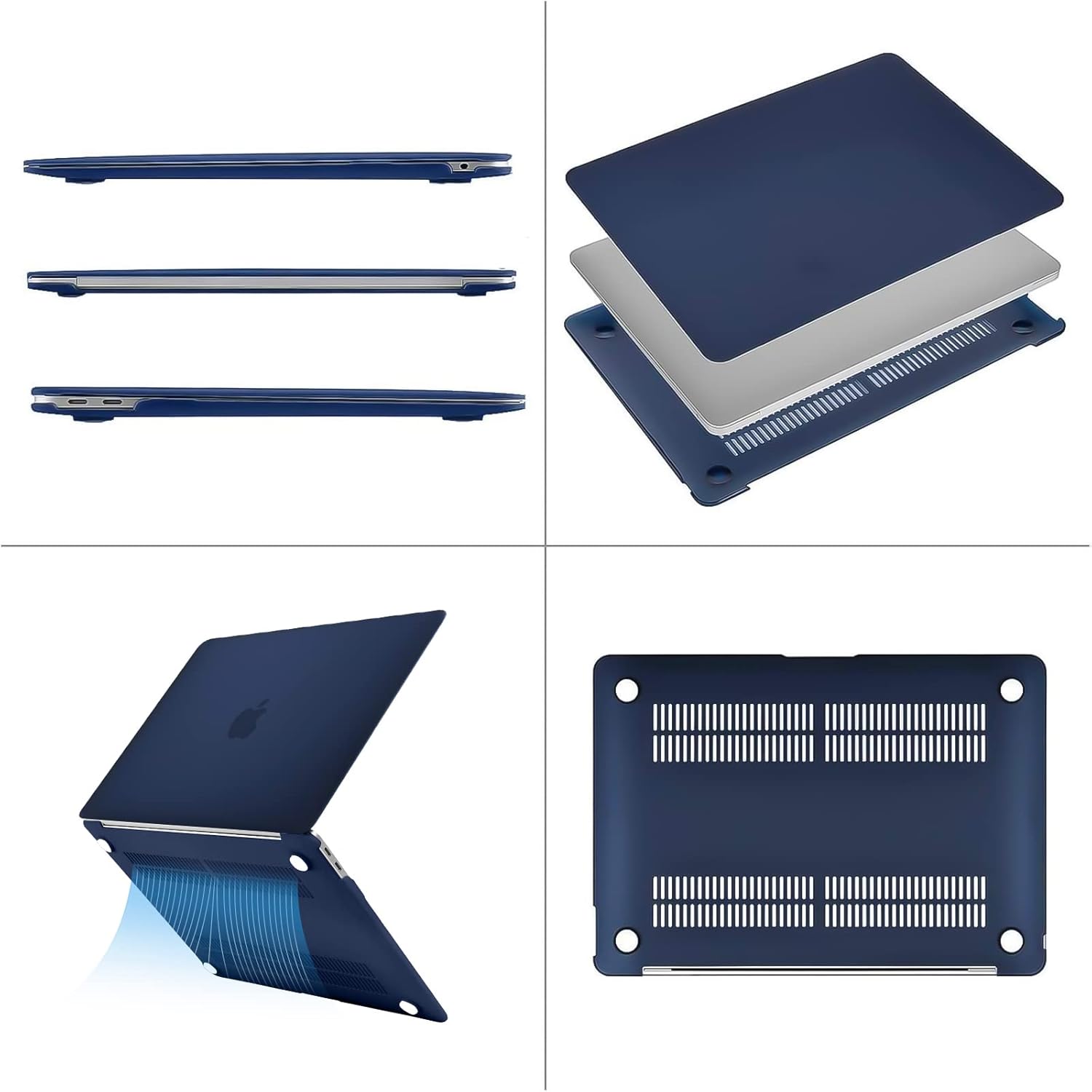 Alt View 1. mosiso - Case for MacBook Air 13 inch A2337 M1 A2179 A1932 with Touch ID 2018-2022 - Navy Blue.