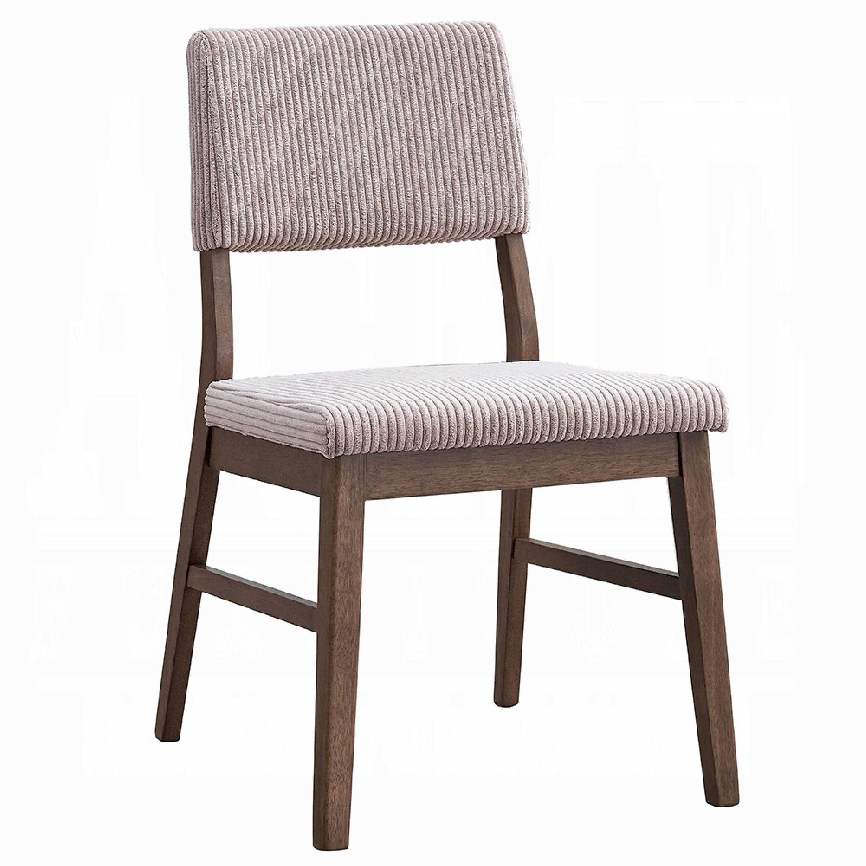 Manhattan Lane - Koen Dining Side Chair Set of 2, Beige Corduroy Cushion - Beige, Walnut Brown