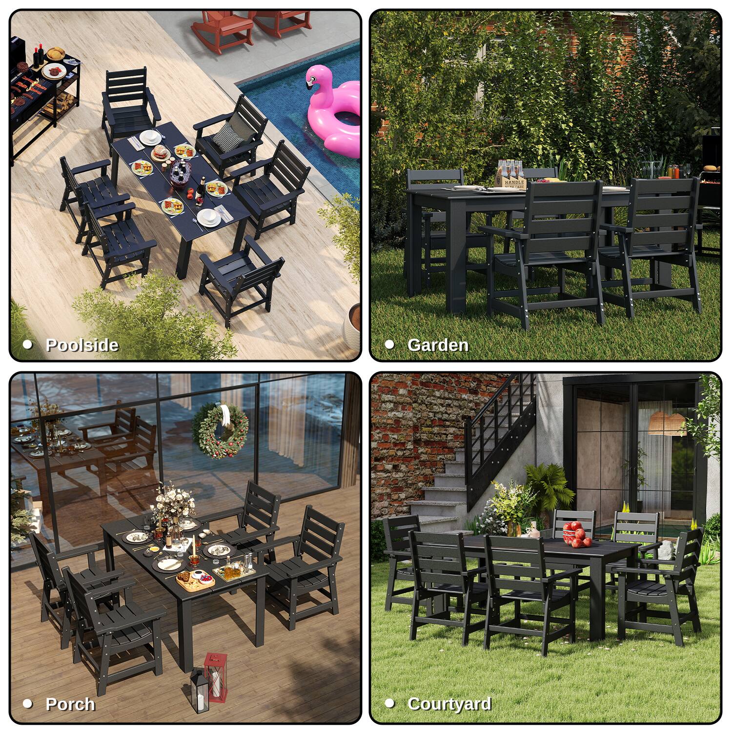 - Poolside
- Garden
- Porch
- Courtyard