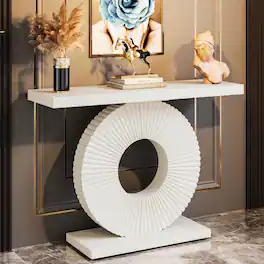 Tribesigns - Modern Console Table with Easy-Clean Surface and Rectangular Top for Entryway, Living Room and Study - White