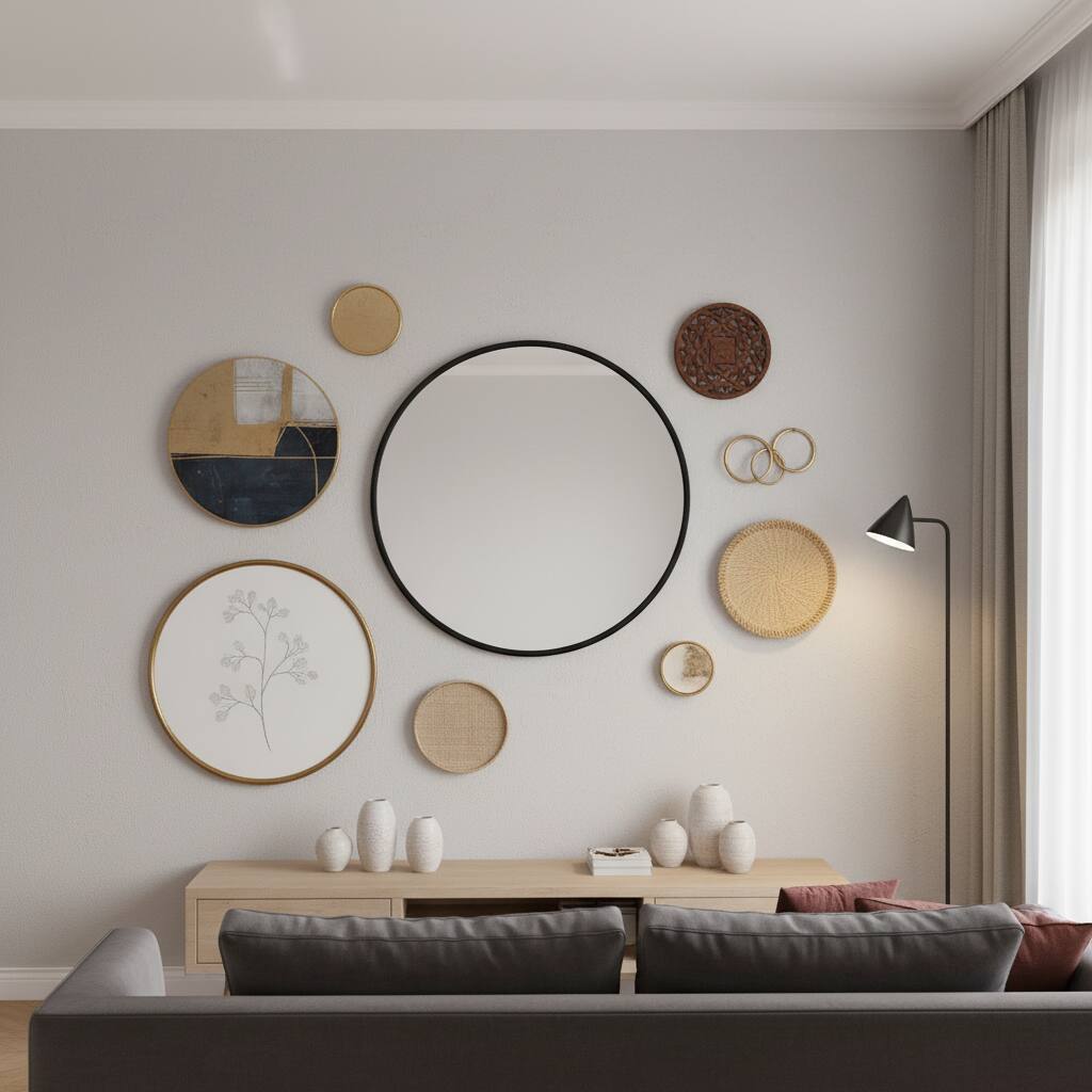 Alt View 5. AOITUN - 24" Round Circle Wall Mirror, Thin Frame HD Glass for Bathroom, Bedroom, Vanity, Black.