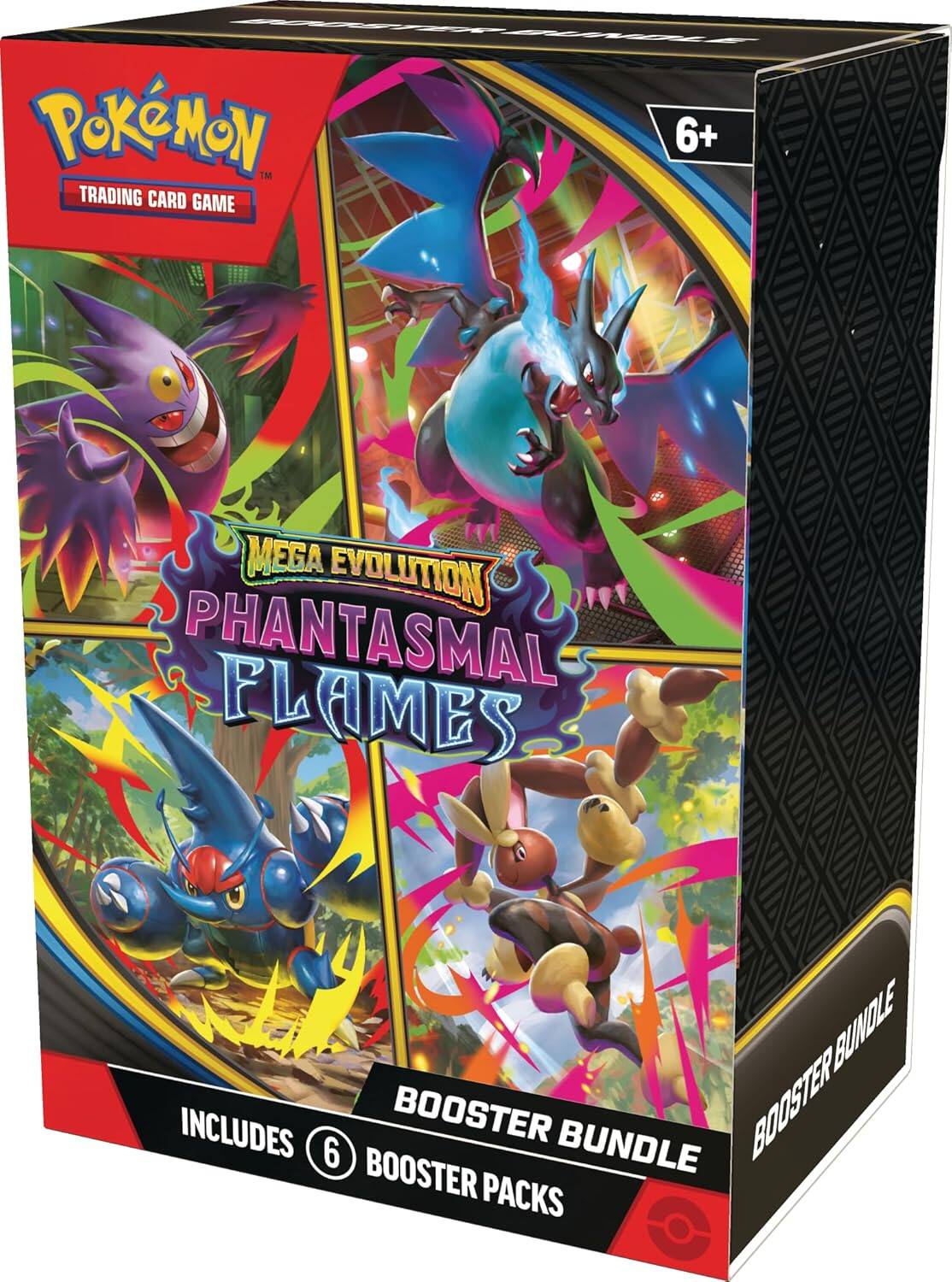 Pokémon Trading Card Game  
Mega Evolution Phantasmal Flames  
6+  
Booster Bundle  
Includes 6 Booster Packs