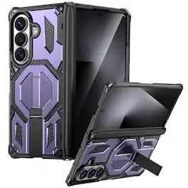 Dteck - Heavy Duty Rugged Magnetic Case For Samsung Galaxy Z Fold8 Ultra, Foldable Kickstand Shockproof Hinge Protection Cover - Purple