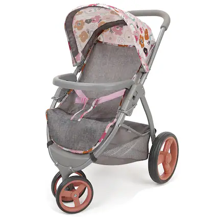 Front. 509 Crew - 509 Crew - Melange Flora - Mabelle 3-Wheel Doll Jogger Stroller - Dolls 24", 3+.