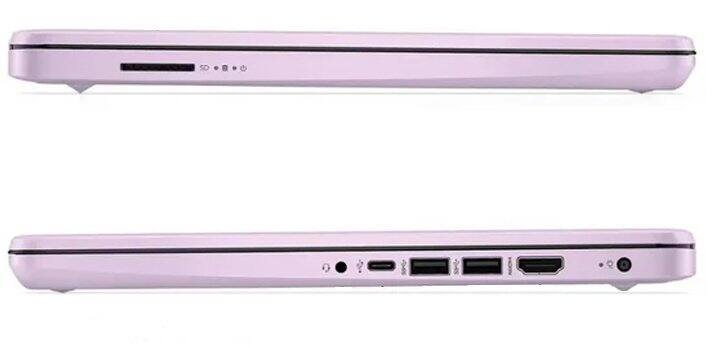 Alt View 4. HP - 14-dq6014dx 14" Intel N150 0.8 GHz up to 3.6 GHz 4GB DDR4 128GB UFS Windows 11 Home - Lavender.