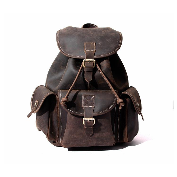 Alt View 5. Steel Horse Leather - The Asmund Backpack | Genuine Leather Rucksack - Dark Brown.