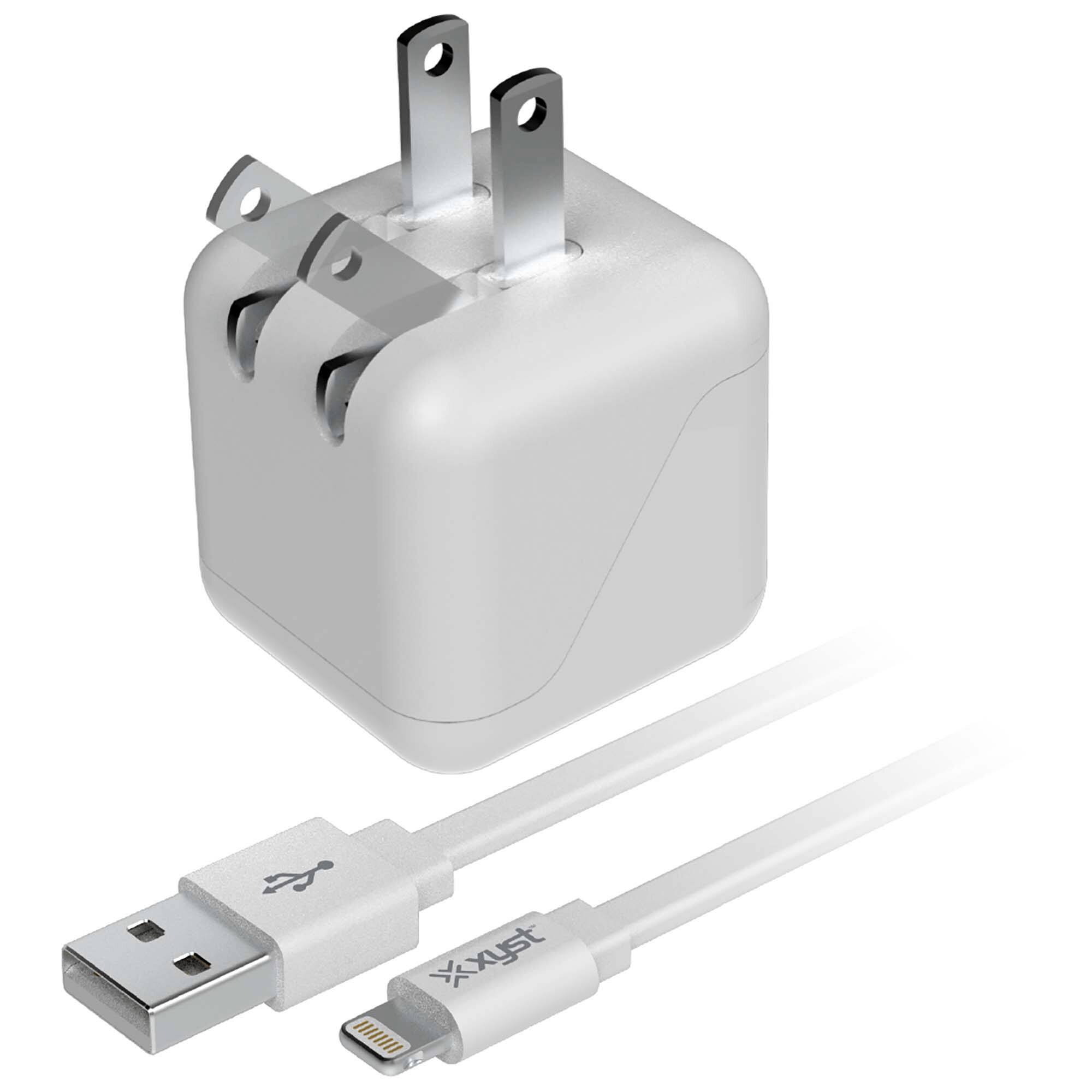 Alt View 1. Xyst - 2.4-Amp Dual USB Wall Charger With 4Ft Lightning Cable - White.