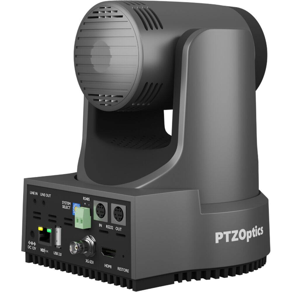 PTZOptics

LINE IN LINE OUT

SYSTEM SELECT

RS485

RS232 IN RS232 OUT

DC 12V

NDI

USB 2.0

3G-SDI

HDMI

RESTORE

USB 2.0