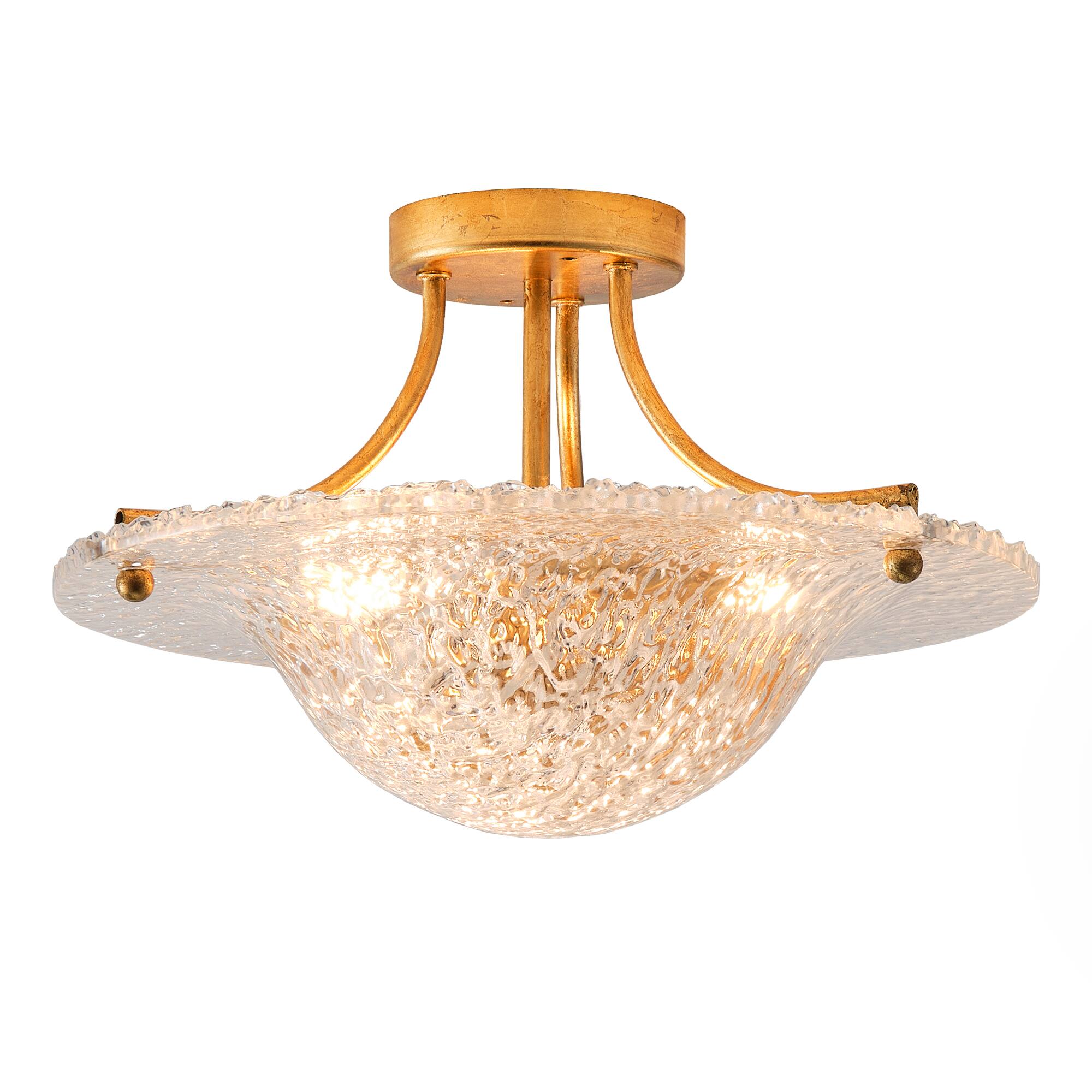 Alt View 4. Parrot Uncle - 16 in. 3-Light Gold Resin Shade Semi-Flush Mount Ceiling Light - Gold.