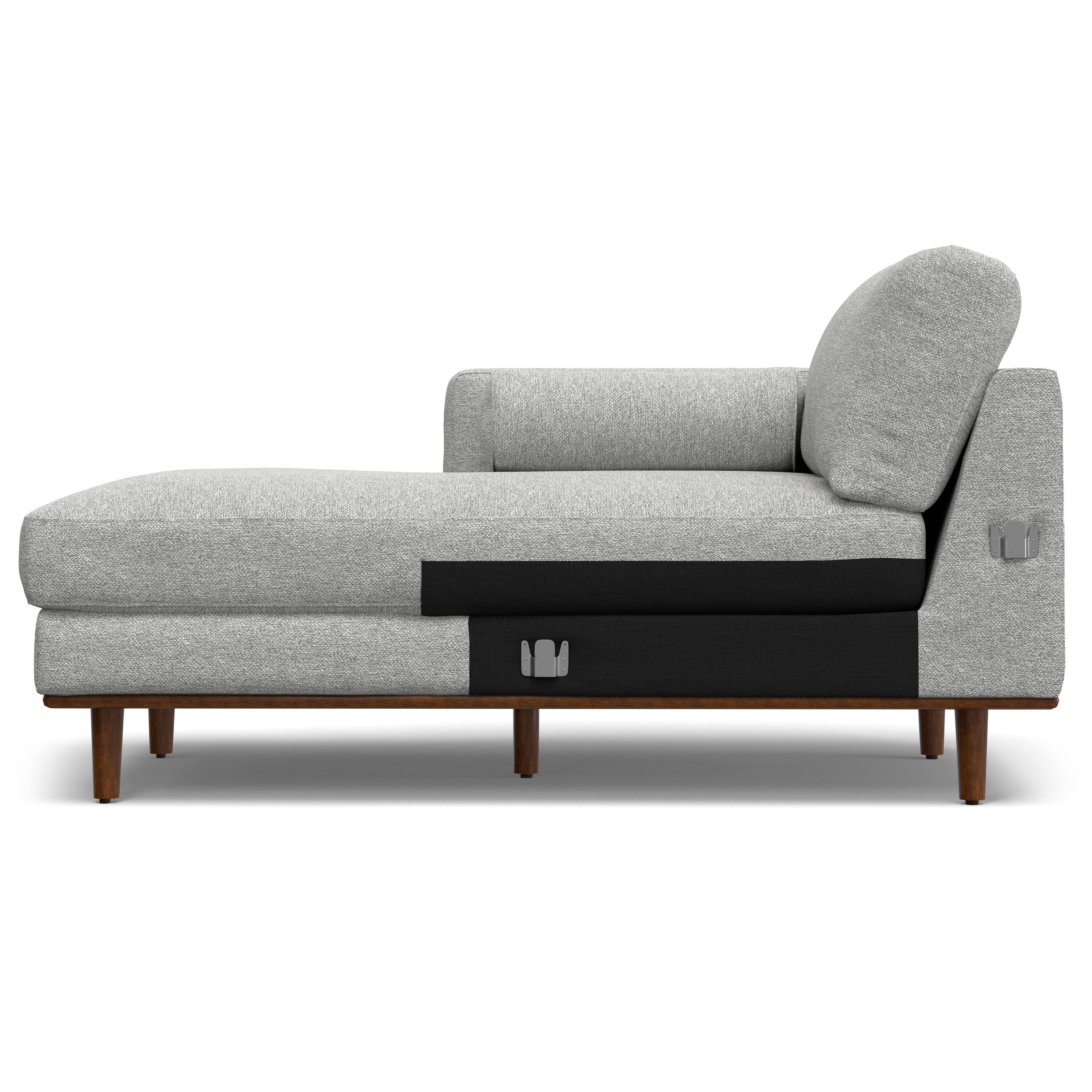 Alt View 2. Simpli Home - Morrison Mid Century Left Sectional 102 inch Wide Sofa Sectional in Mist Grey Tightly Woven Performance Fabric - Mist Grey.