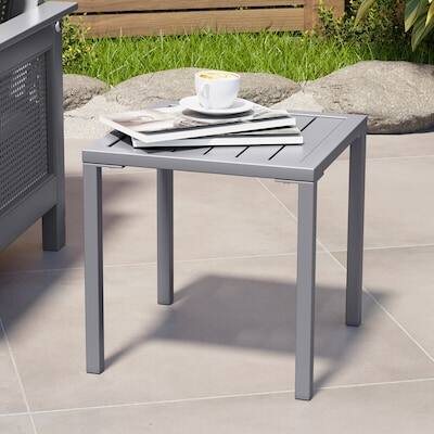 Alt View 7. Crestlive Products - Crestlive Products 2pc 16in Aluminum Patio Side Square Outdoor End Table - Gray.