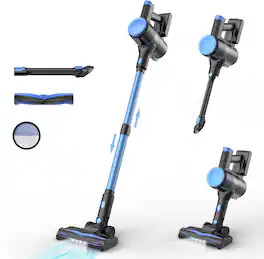 INSE - N8 Cordless Vacuum Cleaner, Lightweight Stick Vacuum with Powerful Suction, 2200mAh Battery, 40 Mins Runtime, Self-Stand - Blue