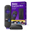 Roku Express 4K+ | Streaming Player HD/4K/HDR with Roku Voice Remote with TV Controls, includes Premium HDMI Cable - Black