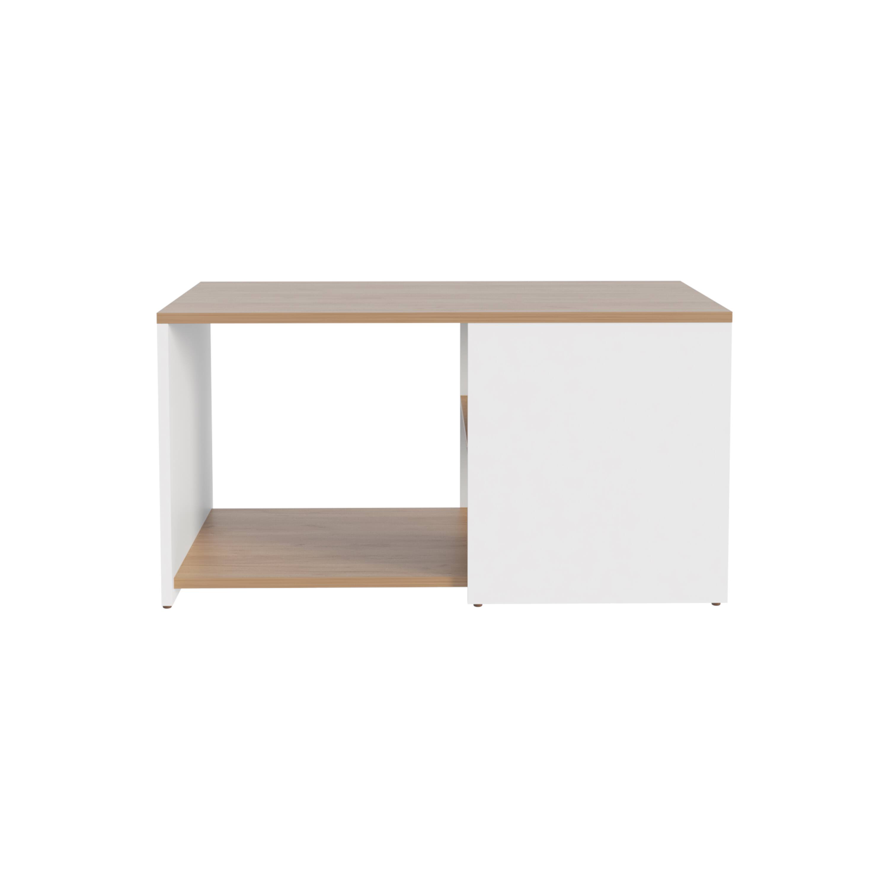 Alt View 3. TuHome - Adele Wide Coffee Table With Three Shelves, Living Room, Tables, Lounge Room - Natural Oak - White.