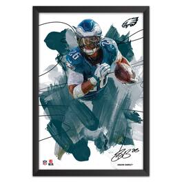 Sporticulture - Saquon Barkley Philadelphia Eagles 14" x 20" Brush Stroke Player Framed Art Print - Multicolor