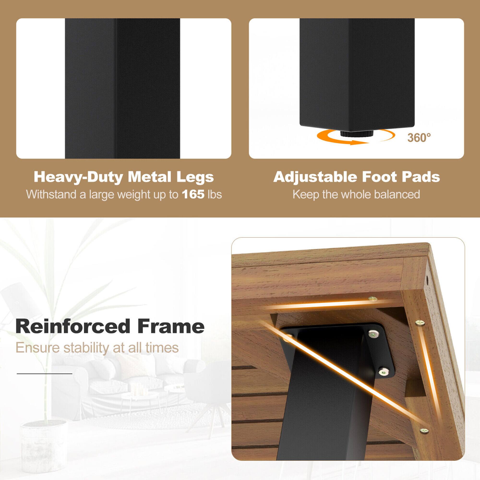 Heavy-Duty Metal Legs  
Withstand a large weight up to 165 lbs  

Adjustable Foot Pads  
Keep the whole balanced  

Reinforced Frame  
Ensure stability at all times