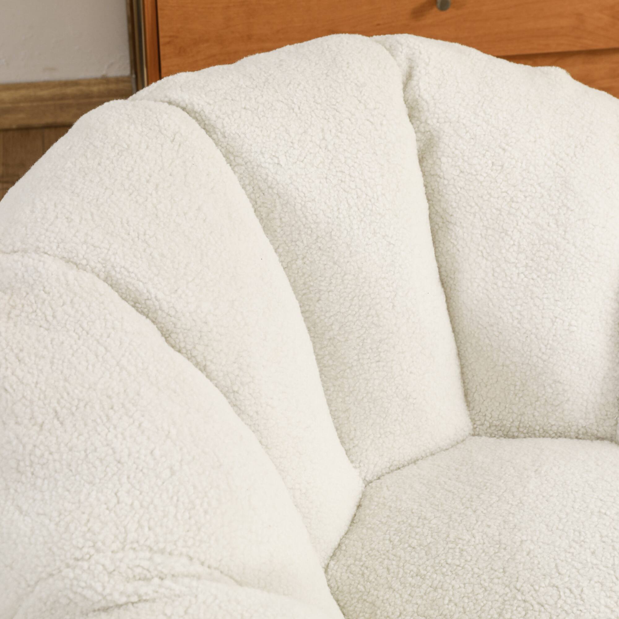 Alt View 8. GOODSILO - Plush Faux Fur Bean Bag Chair with Armrests and Ergonomic Backrest for Ultimate Relaxation in Living Spaces - White.