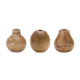 BreeBe - Natural Wood Bud Vase (Set of 3) - Brown