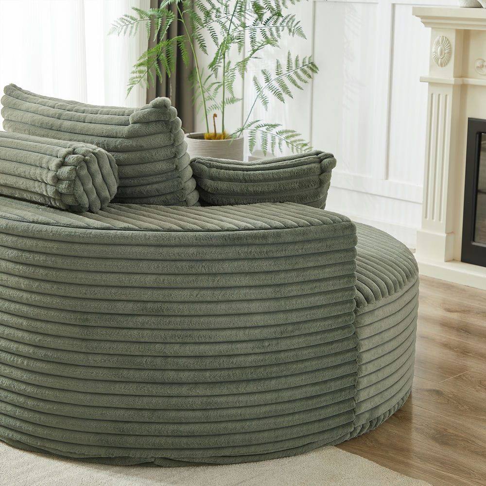 Alt View 6. Resenkos - 55"L Corduroy Single Sofa, Fluffy Modern Sleeper Chair for Living Room & Bedroom, No Assembly, Green - Green.