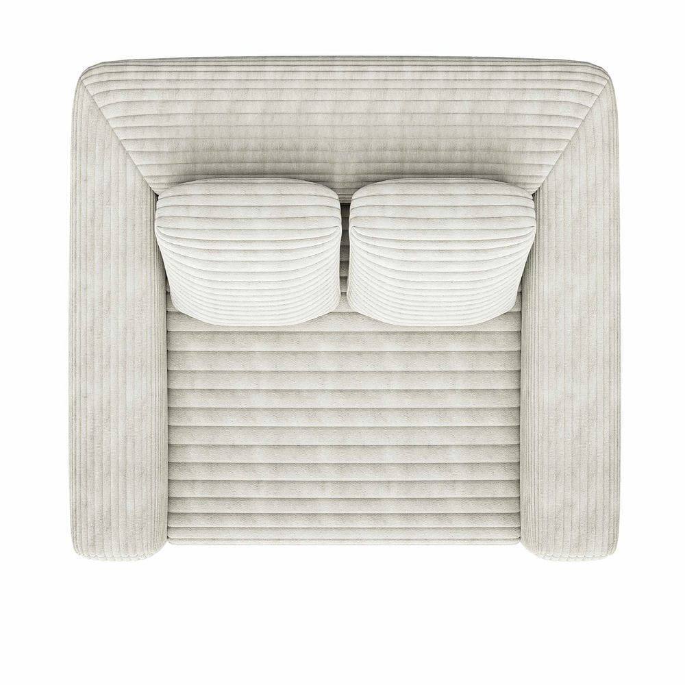 Alt View 5. Kadyn - 2-Seater Corduroy Memory Foam Floor Sofa in a Box, No Assembly for Living Room - White.