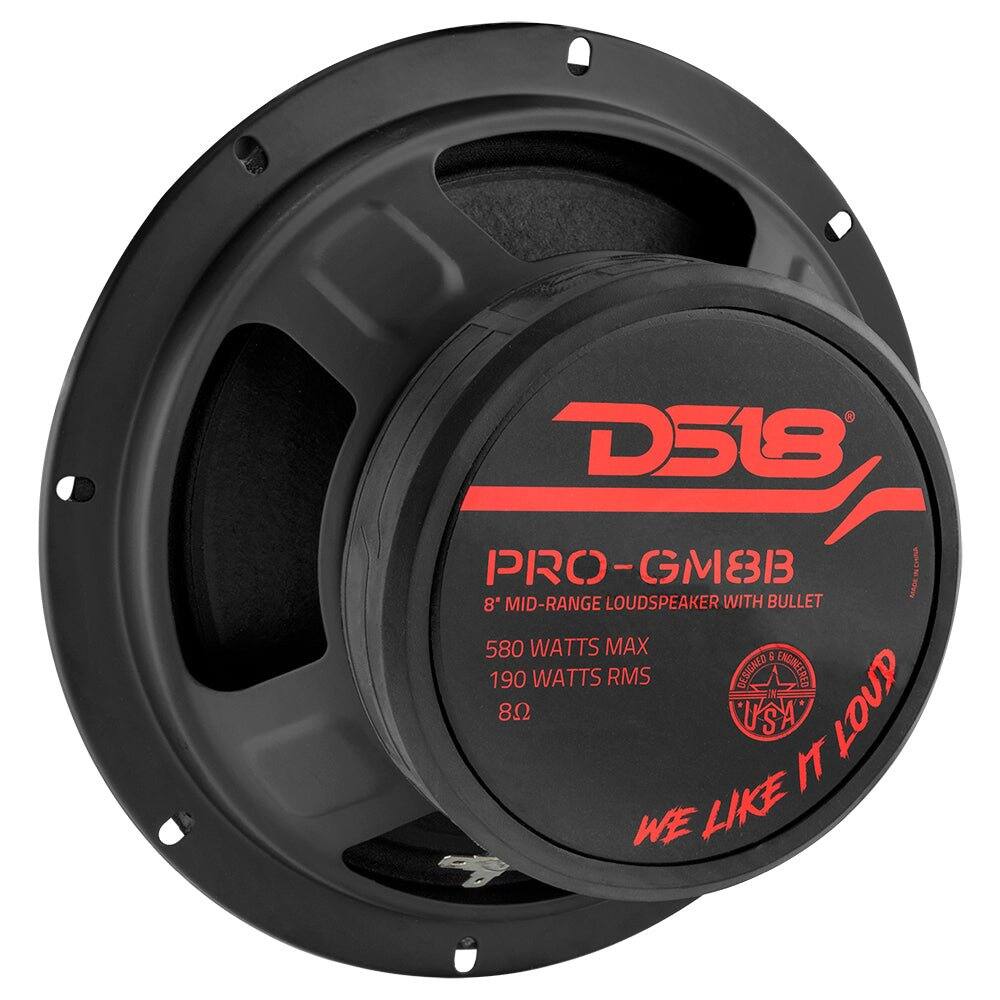 D518 PRO-GM8B 8 MID-RANGE LOUDSPEAKER WITH BULLET 580 WATTS MAX 190 WATTS RMS DESIGNED IN USA LOUD WE LIKE IT