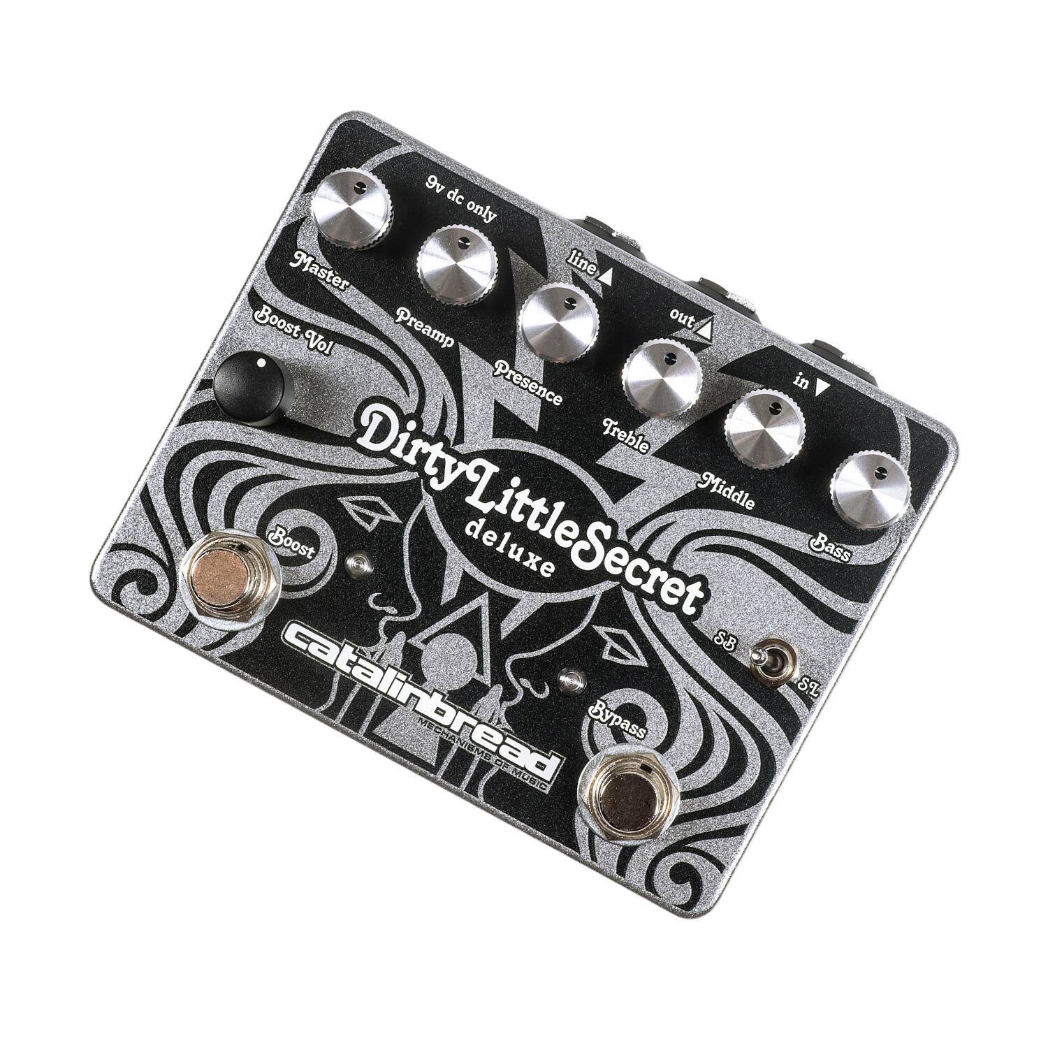 9v dc only  
Master  
Boost Vol  
Preamp  
Presence  
Treble  
Middle  
Bass  
Boost  
Bypass  

Dirty Little Secret deluxe  
catalinbread