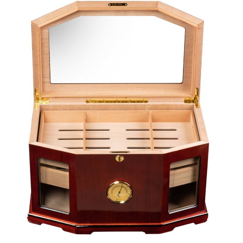Angle. Prestige - Chancellor Cigar Humidor - Rich High Lacquer Finish.