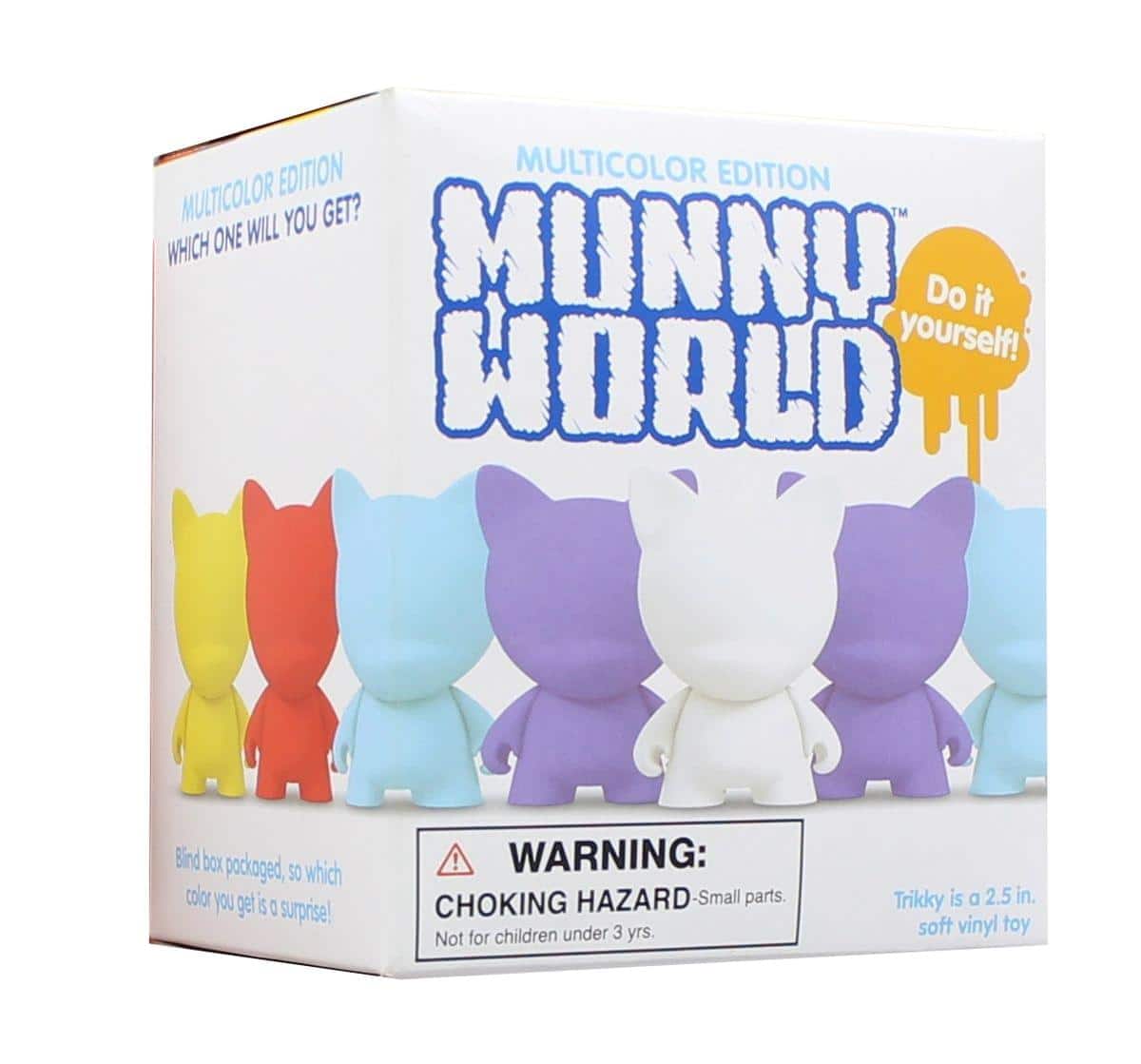 Kidrobot - Munny Wolrd Trikky 2.5" Blind Box DIY Figure, One Random - Multi-Color