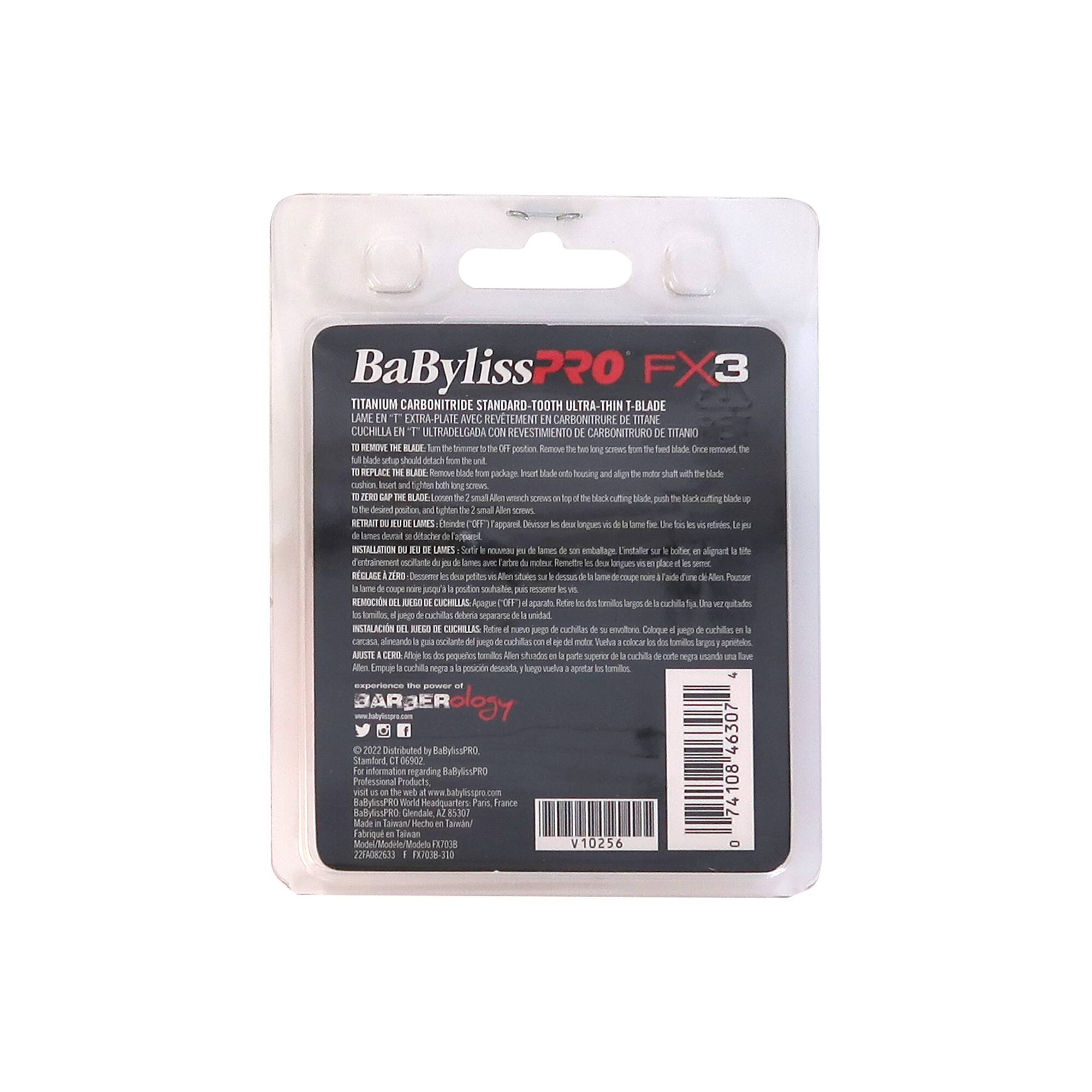 Angle. Babyliss - BaByliss Pro FX3 Titanium Carbon-Nitride Standard-Tooth Ultra-Thin Replacement T-Blade #FX703B - Black.