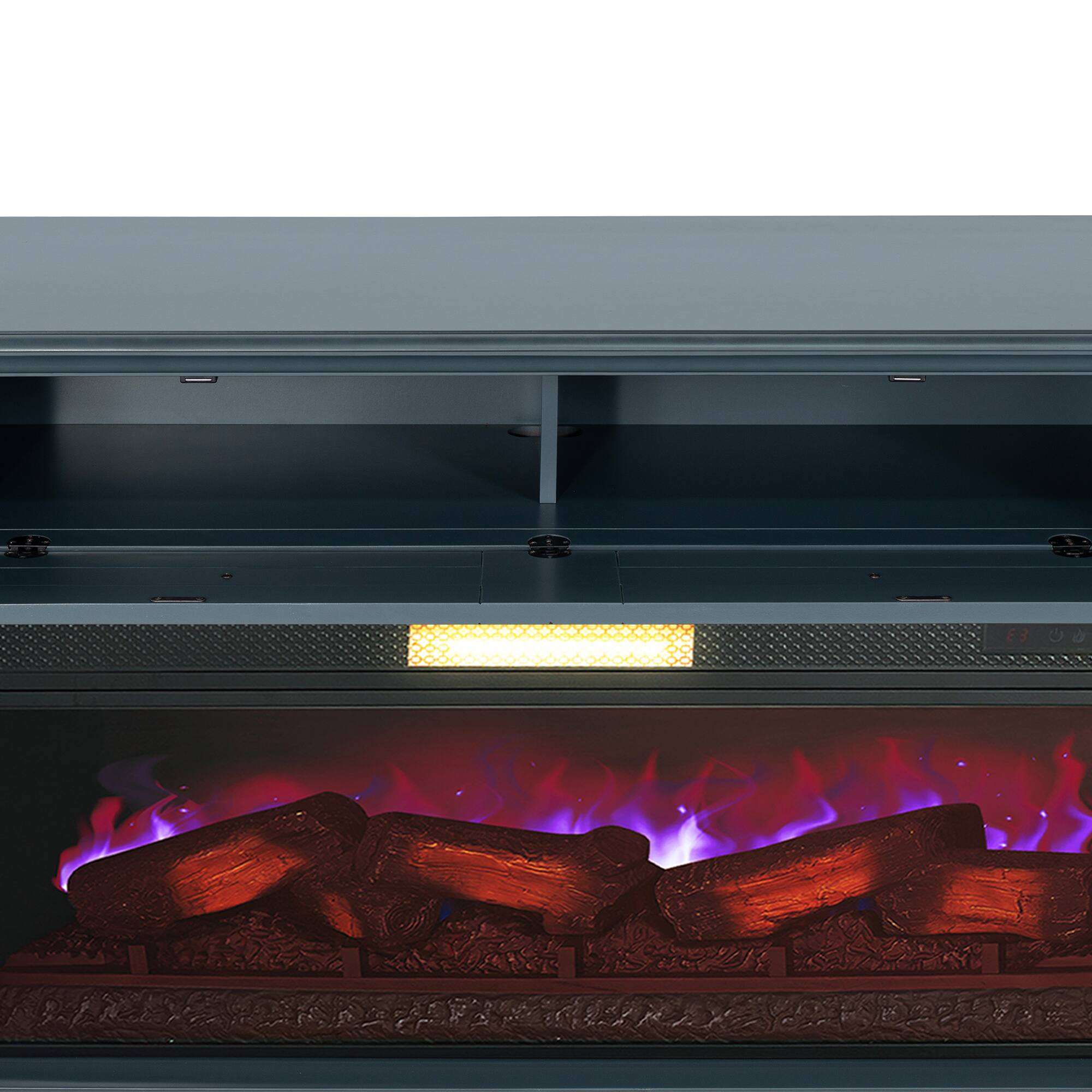 Alt View 8. Vaczon - 74" Fireplace TV Stand with Electric Fireplace, Entertainment Center Media Console with Storage Cabinets for Living Room - Blue Gray.