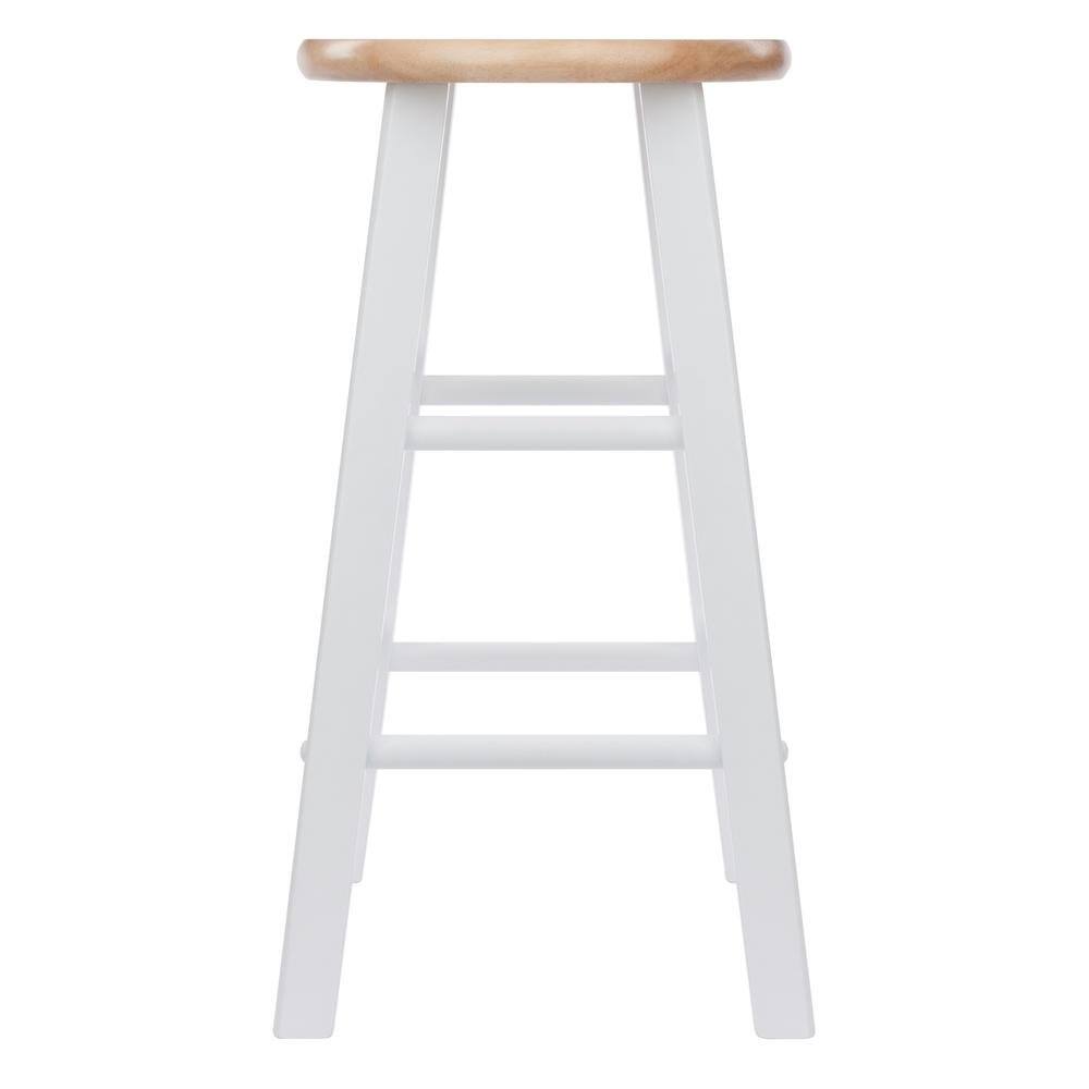 Alt View 1. FurniFact - Natural & White Solid Wood Kitchen Stools Set of 2 - Natural / White.