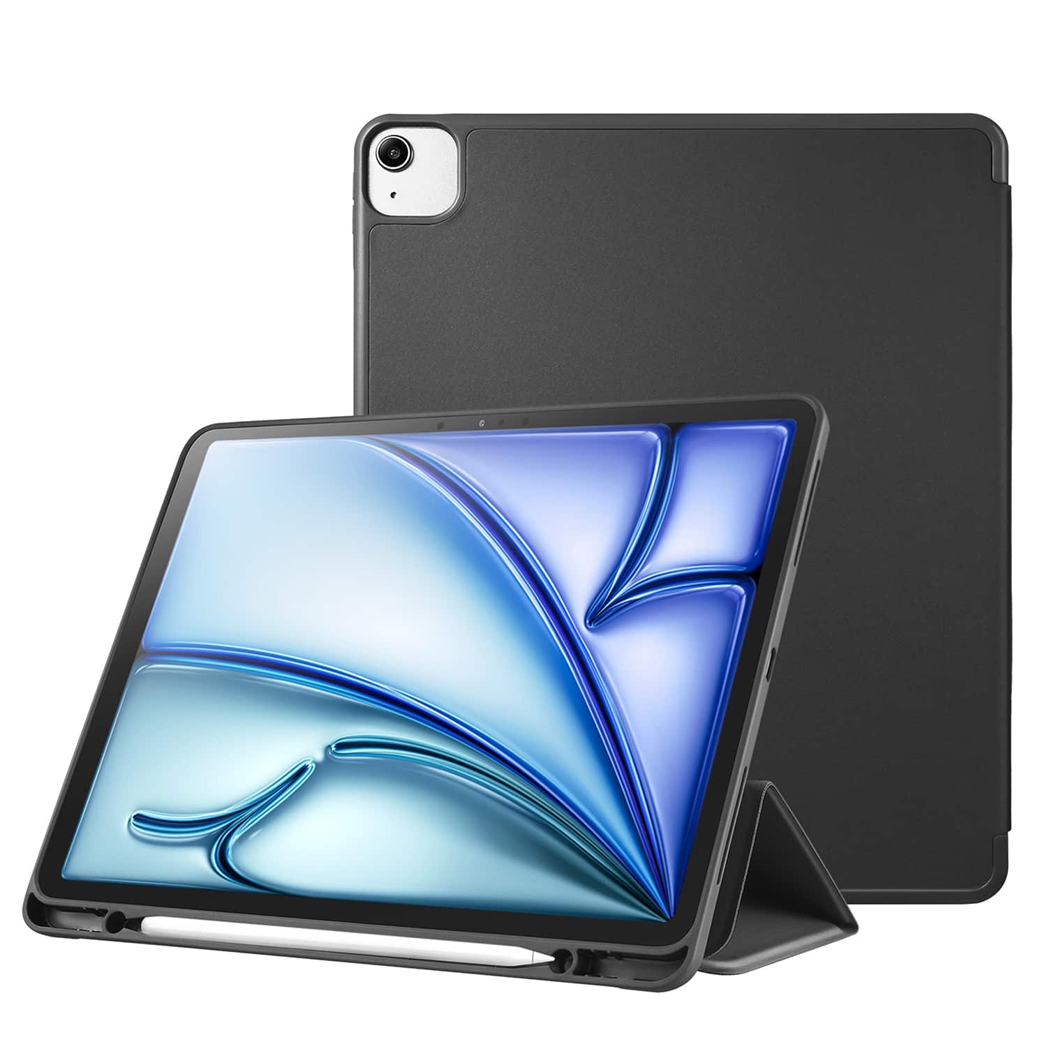 Vena - For Apple iPad Air 11 Inch Case, iPad Air M3 11 Inch Case (2025), Slim Trifold Stand, iPad 10.9 Cover (2020/2022) - Black